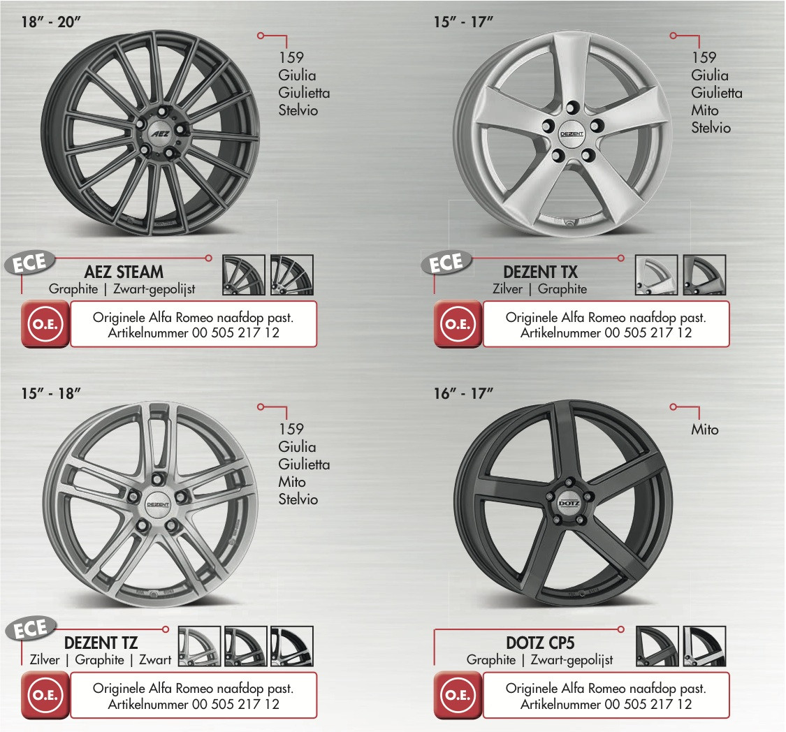 Car specific wheels Alfa Romeo › Autocenter De Rudder Tires, rims and