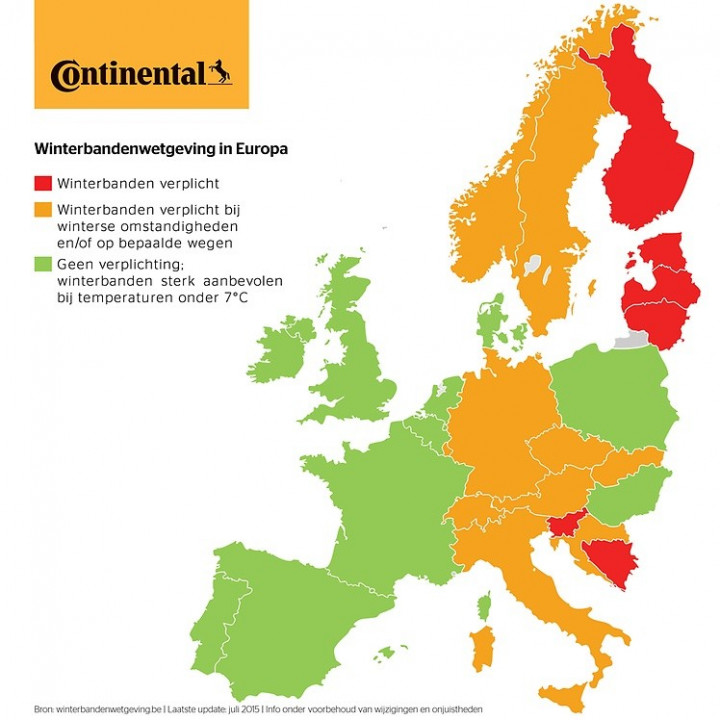 Wetgeving winterbanden Kaart